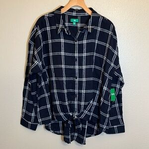 NWT Dip Black Plaid Button Shirt